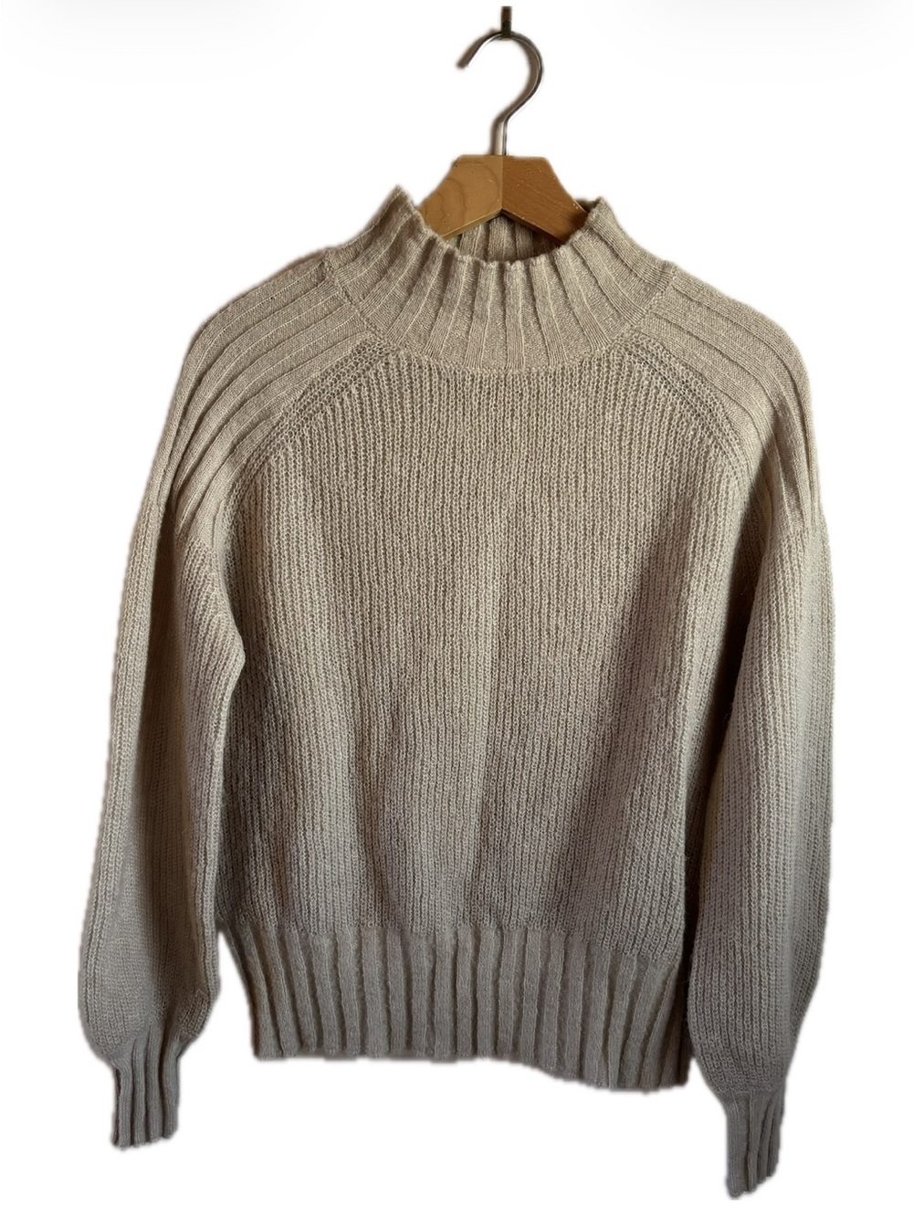 Yaya European Brand Neutral Alpaca Blend Mock Neck Sweater - Beige